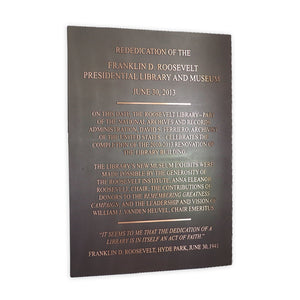 Cast Bronze Dedication Plaque