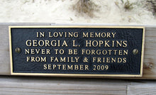 Load image into Gallery viewer, Cast Bronze Park Bench Plaque